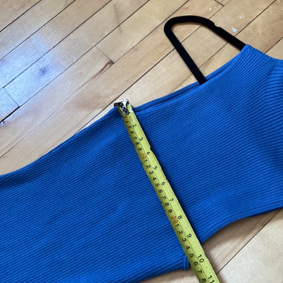 Aritzia Babaton Compose blue ribbed stretchy open back bodycon midi dress - Picture 10 of 11
